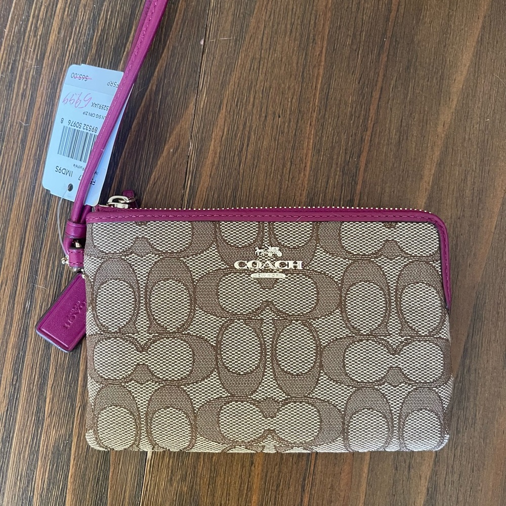 New nwt vintage Coach burgundy tan purse wristlet wallet